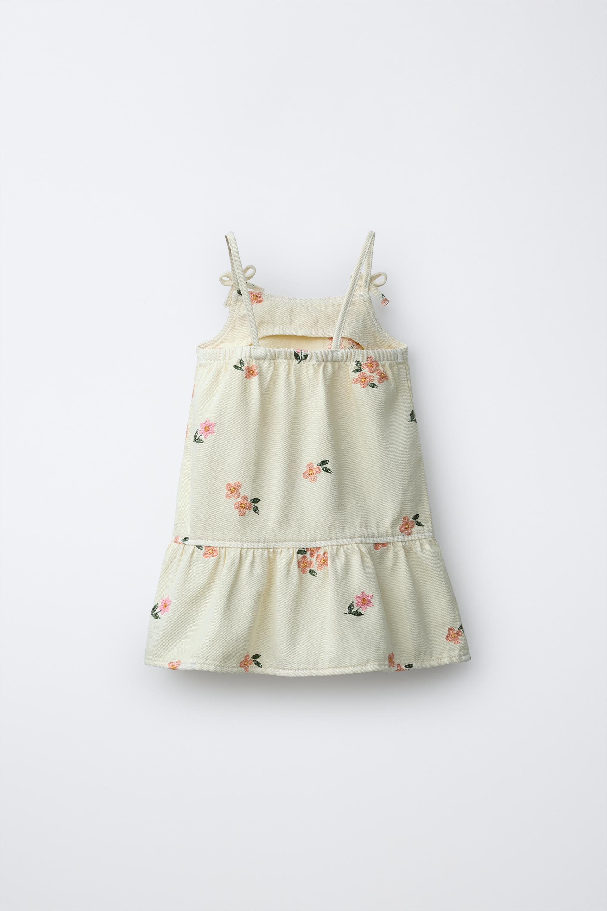 ROBE SERGÉ FLEURS BRODÉES